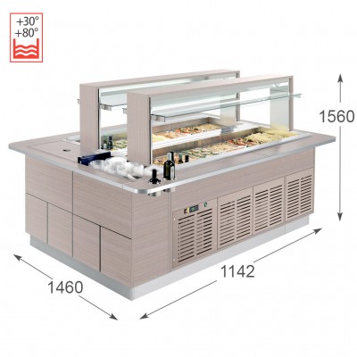 Витрина самообслуживания Enofrigo Fast Gourmet Isola Doppia BM+BM 1000