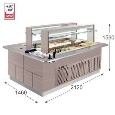 Витрина самообслуживания Enofrigo Fast Gourmet Isola Doppia BM+BM 2000