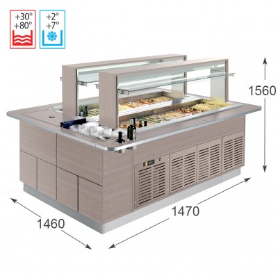 Витрина самообслуживания Enofrigo Fast Gourmet Isola Doppia BM+RF 1400