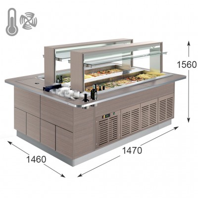 Витрина самообслуживания Enofrigo Fast Gourmet Isola Doppia VTRF+VTRF 1400