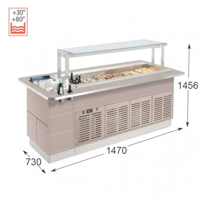 Витрина тепловая Enofrigo Fast Gourmet Isola SVT Fissa 1400 BM 